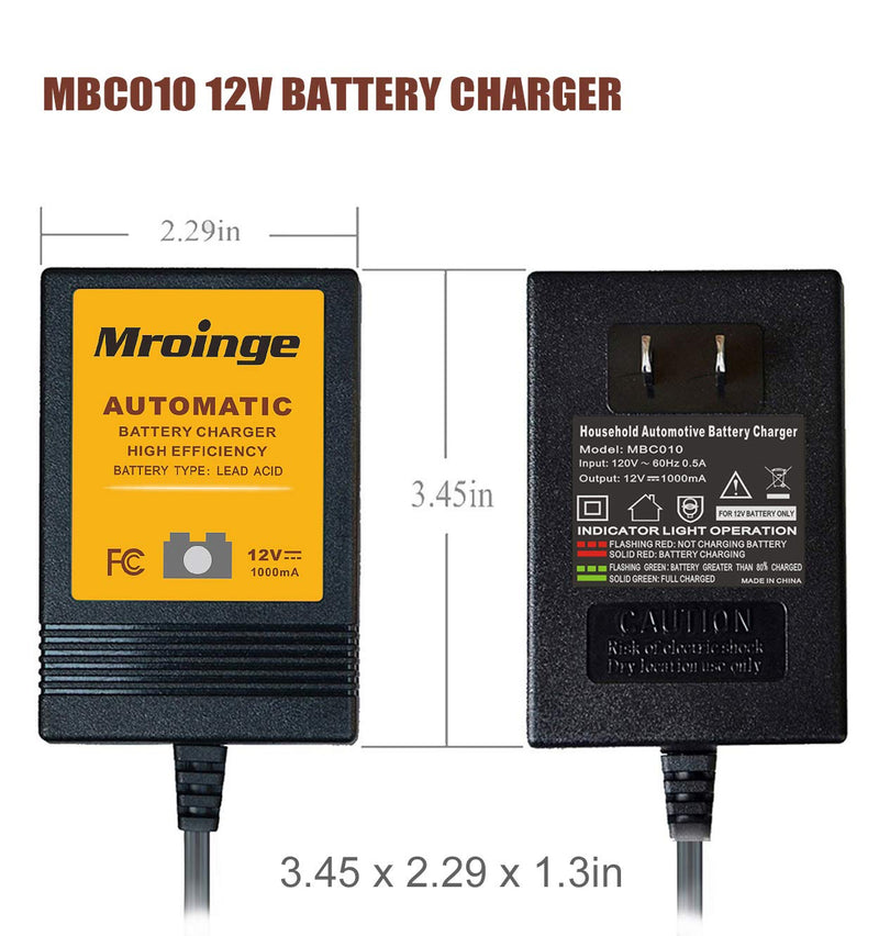  [AUSTRALIA] - Mroinge MBC010 Automotive Trickle Battery Charger Maintainer 12V 1A Smart Automatic Battery Chargers for Car Motorcycle Boat Lawn Mower Sla Atv Wet Agm Gel Cell Lead Acid Batteries