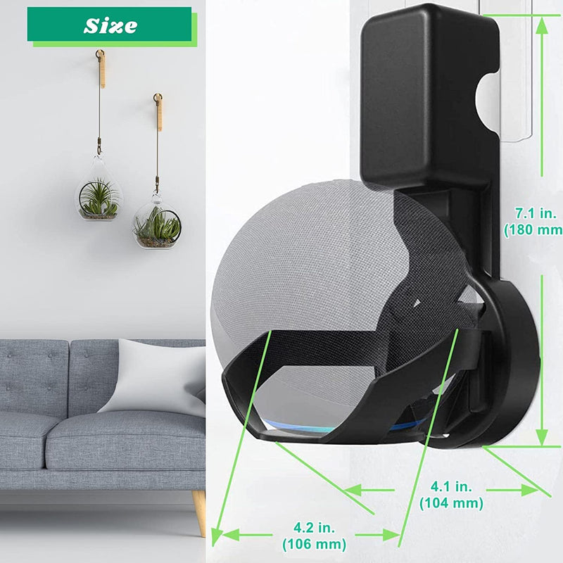  [AUSTRALIA] - Sintron Outlet Wall Mount Holder, for Echo Dot 4th Generation Built-in Cable Management to Hide Messy Wires Space-Saving Accessories Place on Kitchen Study Living Room Bedroom & Bathroom (Black) For Echo Dot 4 1 Pack Black