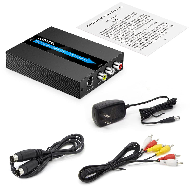  [AUSTRALIA] - HDMI to S-Video RCA Converter with S-Video and RCA Cables, EASYCEL HDMI Svideo Adapter, HDMI to Composite AV CVBS Converter, HDMI in RCA + S-Video Out Converter(Aluminum)