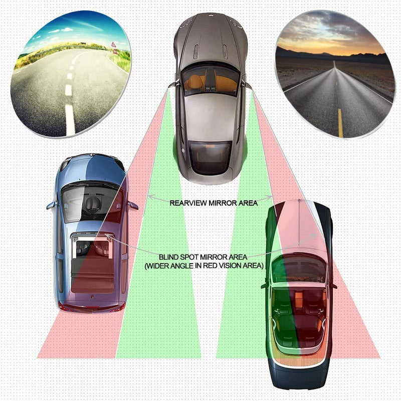 [AUSTRALIA] - AmFor Blind Spot Mirror, Oval HD Glass Convex Lens Frameless Adjustable Blind Spot Mirror for All Universal Vehicles Car Stick-on Design (2 PCS)