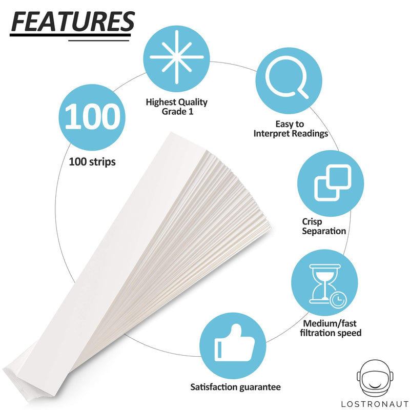 100 Chromatography Paper Strips - Highest Quality Grade 1 Filter Paper - For Pigment Separation and Science Experiment For Chemistry, Laboratories, Classroom, School, University, Student, Kids 6x.75'' - LeoForward Australia