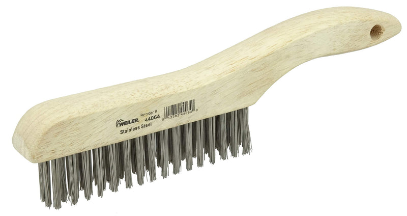  [AUSTRALIA] - Weiler 44064 0.012" Wire Size, 5" Brush Length, 10" X 1-1/8" Block Size, 4 X 16 No. Of Rows, 302 Stainless Steel Bristles, Hardwood Block, Shoe Handle Scratch Brush Handle Style 6 inches