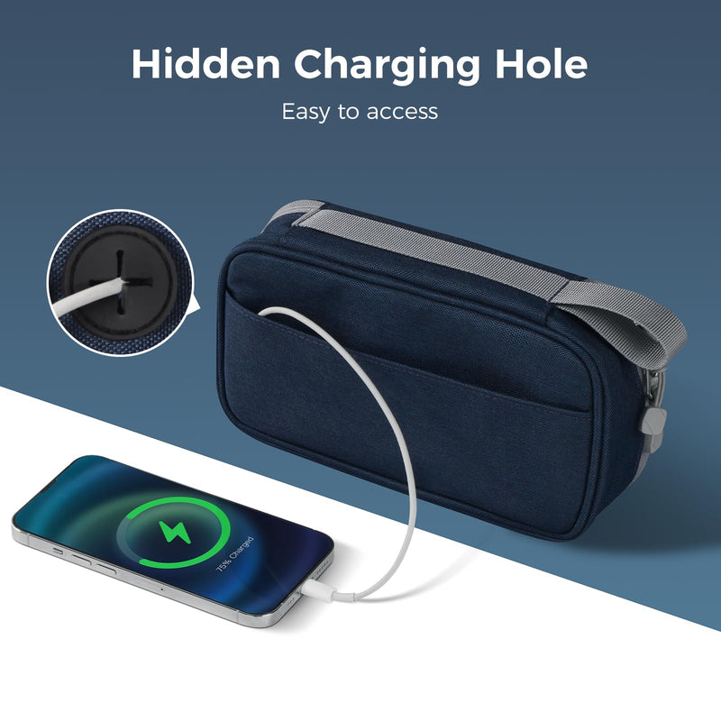  [AUSTRALIA] - pack all Clear Electronic Organizer, TPU Cable Organizer Bag, Compact Cord Travel Organizer for Cables, Chargers, Phones, USB cords, SD Cards (Dark Blue) Dark Blue