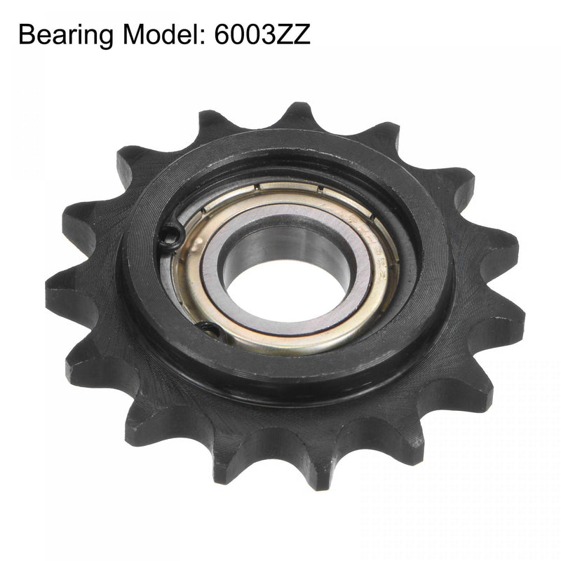  [AUSTRALIA] - uxcell #40 Chain Idler Sprocket, 17mm Bore 1/2" Pitch 15 Tooth Tensioner, Black Oxide Finished C45 Carbon Steel with Insert Single Bearing for ISO 08A Chains 64mm