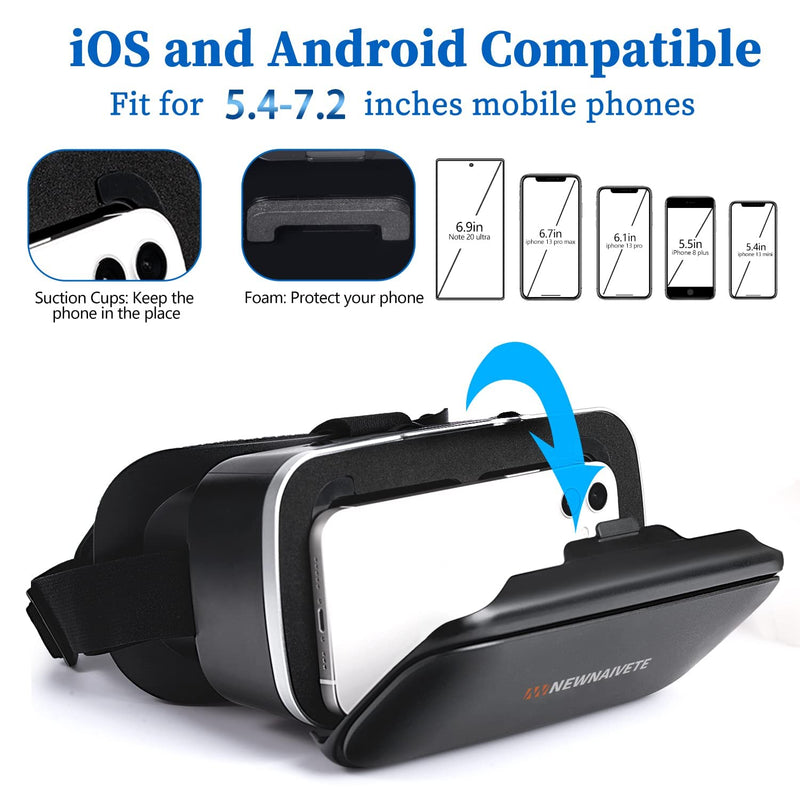  [AUSTRALIA] - VR Headset, Virtual Reality Headset Compatible with iPhone and Android Phones Within 5.5-7.2”, Comfortable VR Set Incl. Remote Control, Anti-Blue Light Eye Protected 3D VR Glasses Gift for Kids Adult VR Headsets for Phones 5.5-7.2