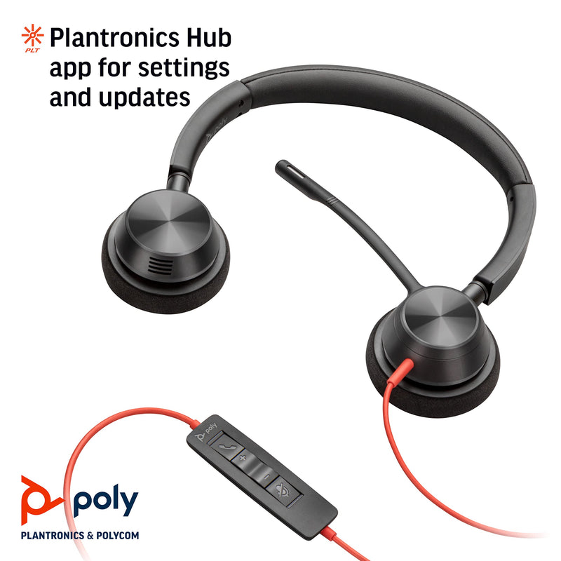  [AUSTRALIA] - Plantronics - Blackwire 3320 USB-A - Wired, Dual-Ear (Stereo) Headset with Boom Mic - USB-A to connect to your PC, Mac or Cell Phone - Works with Teams, Zoom & more Stereo