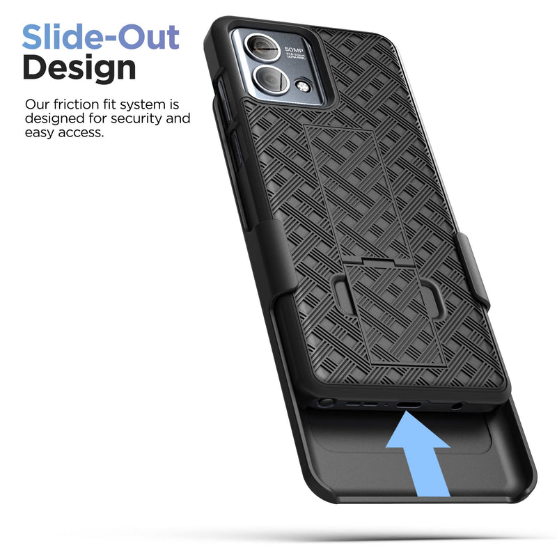  [AUSTRALIA] - Encased DuraClip for Moto G Stylus 5G 2023 Belt Case with Holster Clip and Phone Kickstand (Motorola G Stylus 5G 2023) Black