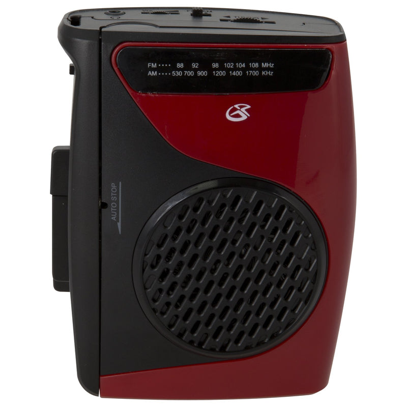 [AUSTRALIA] - GPX Portable Cassette Player, 3.54 x 1.57 x 4.72 Inches, Requires 2 AA Batteries - Not Included, Red/Black (CAS337B) Black/Red