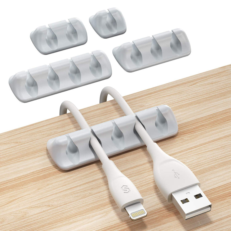 Syncwire Cable Clips, 5 Pack Gray Cord Organizer Cable Management Self Adhesive Cable Holder for Organizing Cable Cords, Ideal for Home, Office, Cubicle, Car, Nightstand, Desk Accessories - LeoForward Australia