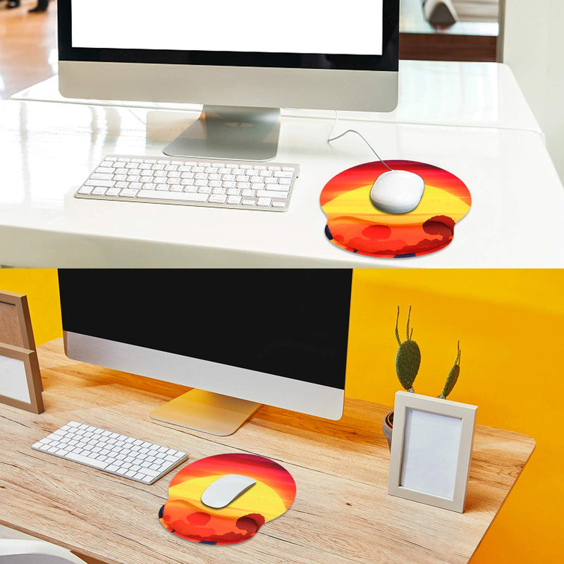  [AUSTRALIA] - Cmhoo Ergonomic Mouse Pad Wrist Rest Pad with Wrist Support Memory Gel Non-Sliding Rubber Base for Computer and Office - 10x9 sunset2