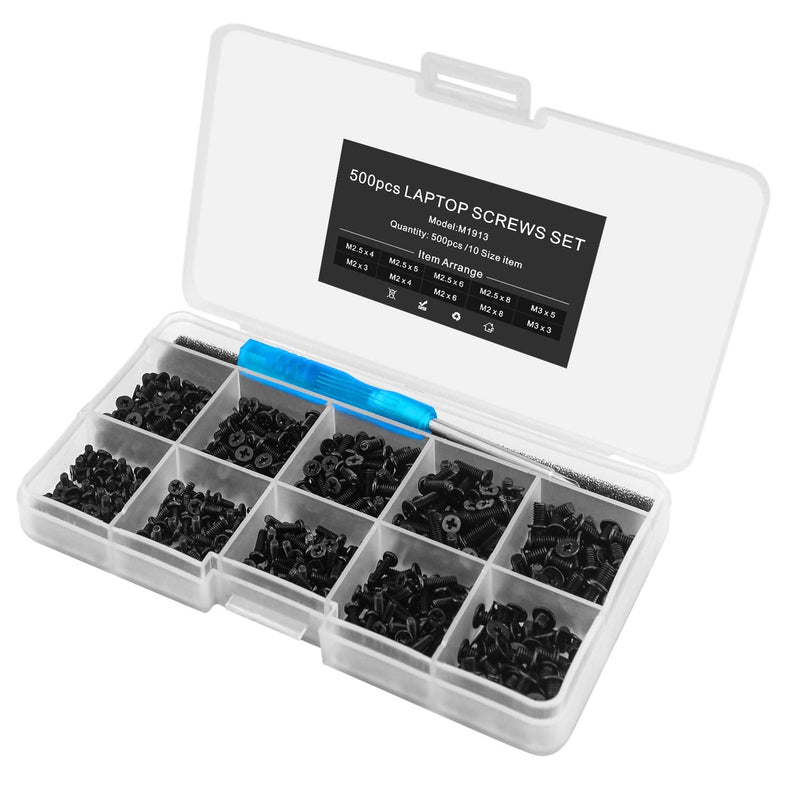  [AUSTRALIA] - Mcsher 500pcs Laptop Notebook Screws Set for IBM HP Dell Lenovo Samsung Sony Toshiba Acer Gateway Screw Assortment Kit – with Screwdriver