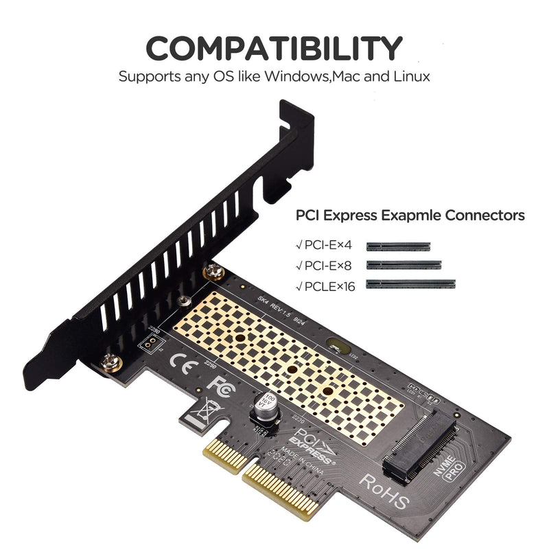  [AUSTRALIA] - M.2 NVME SSD to PCIe 4.0/3.0 x4 Adapter, M.2 2280 2260 2242 2230 SSD to PCIe 4.0/3.0 x4 Host Controller Adapter Card with Aluminum Heatsink for PC Desktop with Full Speed