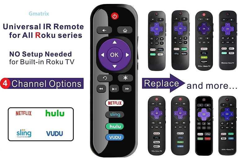 Replacement Remote for All TCL Roku TV with Netflix, Sling, VUDU and Hulu Shortcuts. - LeoForward Australia