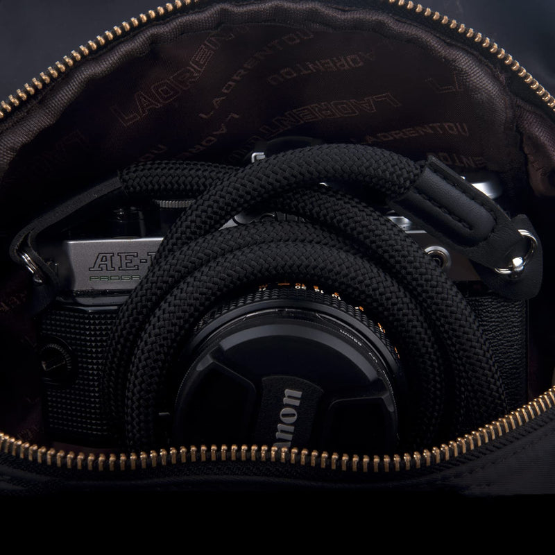  [AUSTRALIA] - Camera Strap Rope,Camera Strap Compatible with Leica Sony Canon Fuji Nylon Rope Camera Strap SLR DSLR Mirrorless Cameras 100cm Black