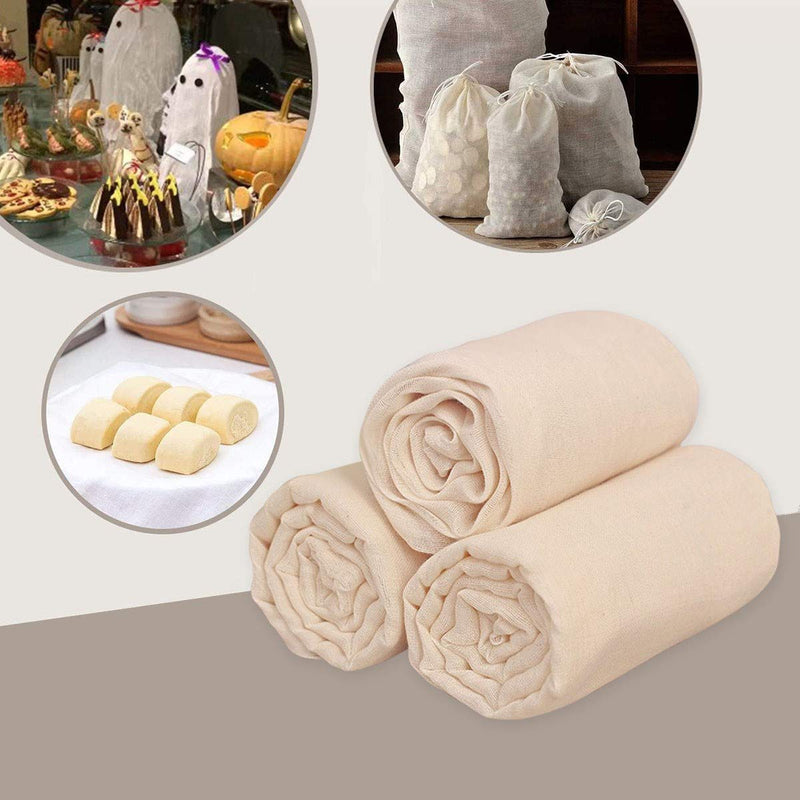  [AUSTRALIA] - Natural Ultra Fine Grade 90 Cheesecloth, 100% Unbleached Cotton Muslin Cloth for Straining Fruit, Butter, Wine, Sauces, Making Cheese, 3 pack, 54 sq. ft (1Yard × 2Yards each)