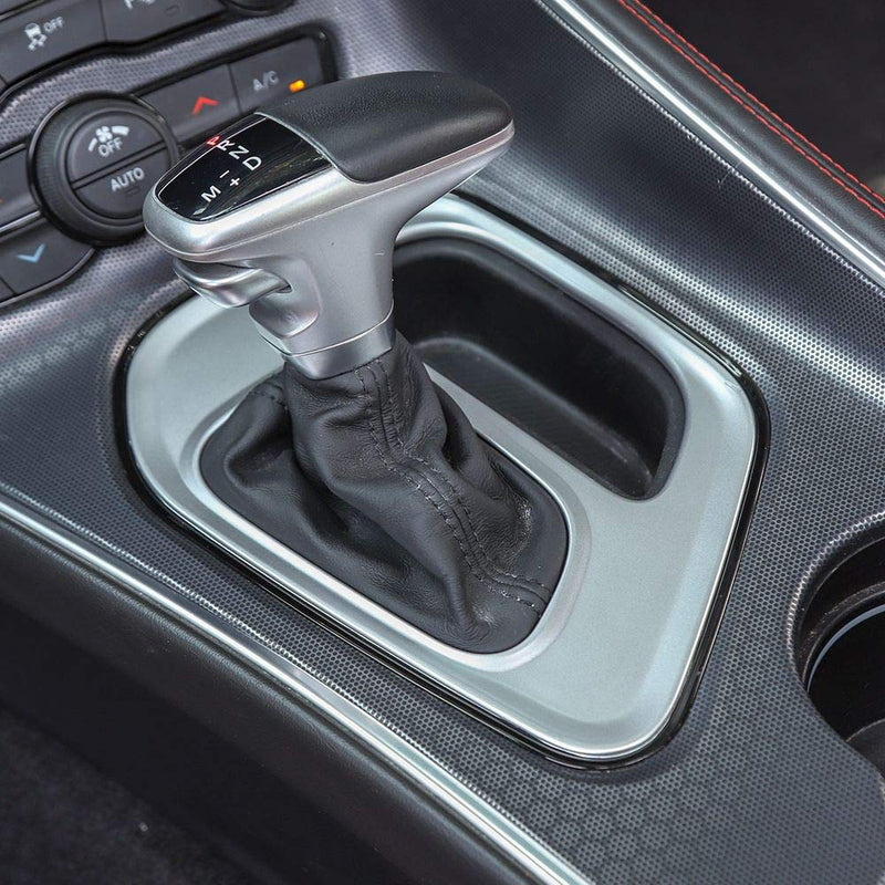  [AUSTRALIA] - Voodonala for Challenger Gear Shift Panel Covers Decoration Trim Accessories for Dodge Challenger 2015 up (Silver)