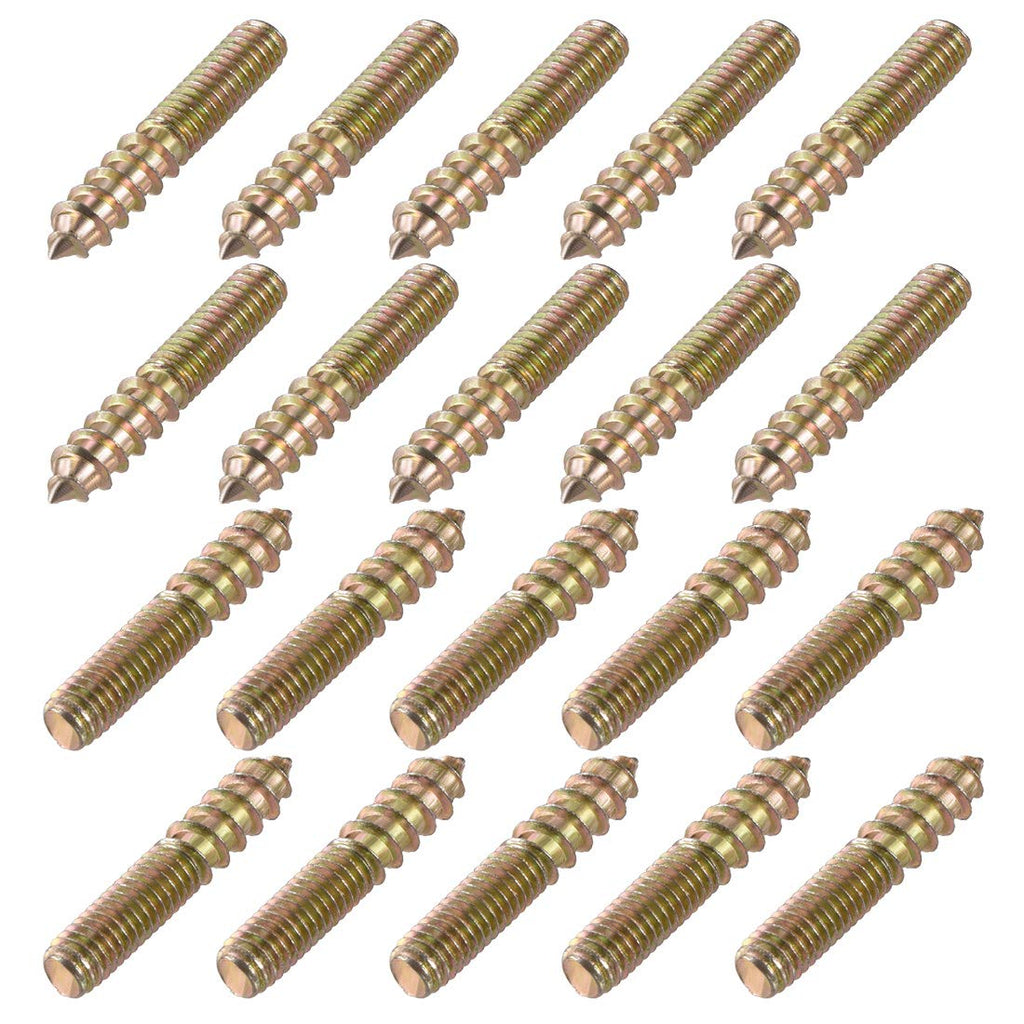  [AUSTRALIA] - uxcell M6 Hanger Bolts Length 1-3/8"(35mm) Double Head Bolts Self-Tapping Screw 6mm Wood Joint Furniture Legs 20pcs M6x35mm