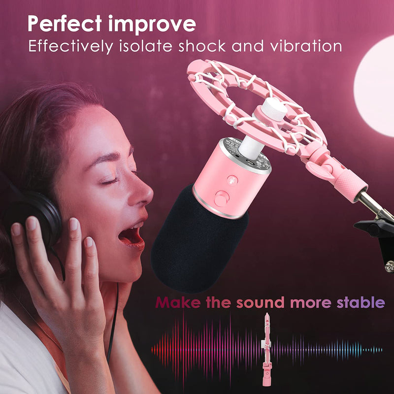  [AUSTRALIA] - Pink Shock Mount and Pop Filter compatible with Razer Seiren X Mic Boom Arm Stand, Compatible for Razer Seiren X Microphone by YOUSHARES（Pink）