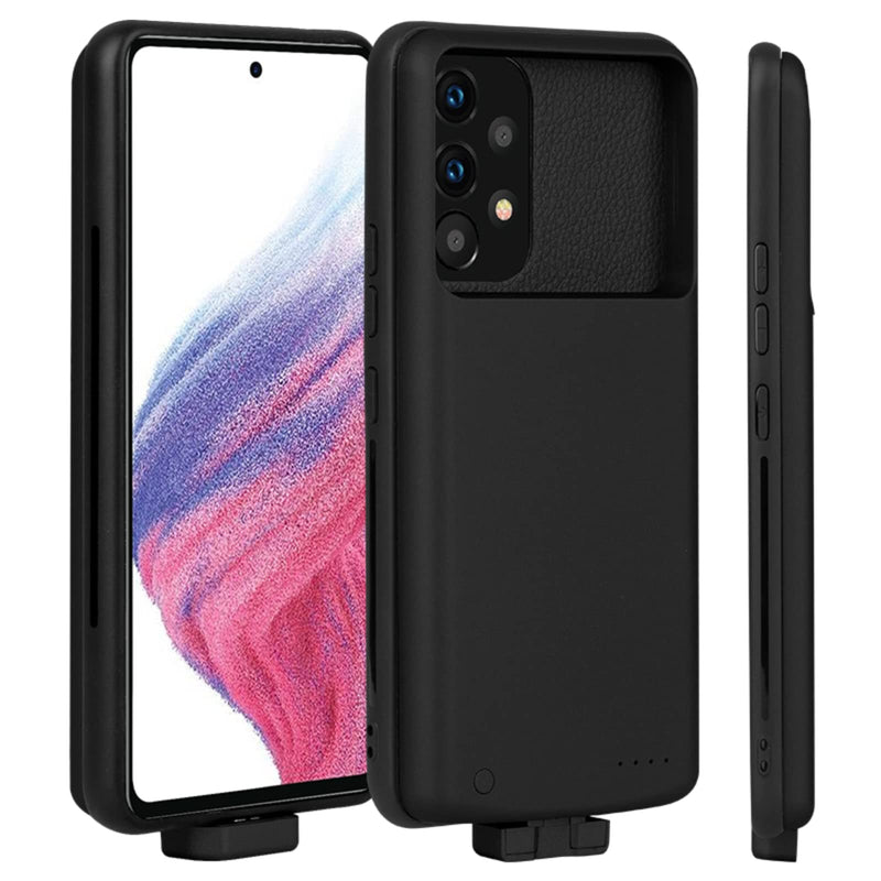  [AUSTRALIA] - Galaxy A53 Battery Case, 5000mAh Extended External Backup Battery Charger Case for Samsung Galaxy A53 Portable Rechargeable Power Bank Battery Charging Case Pack, Added 100+% Extral Juice Black