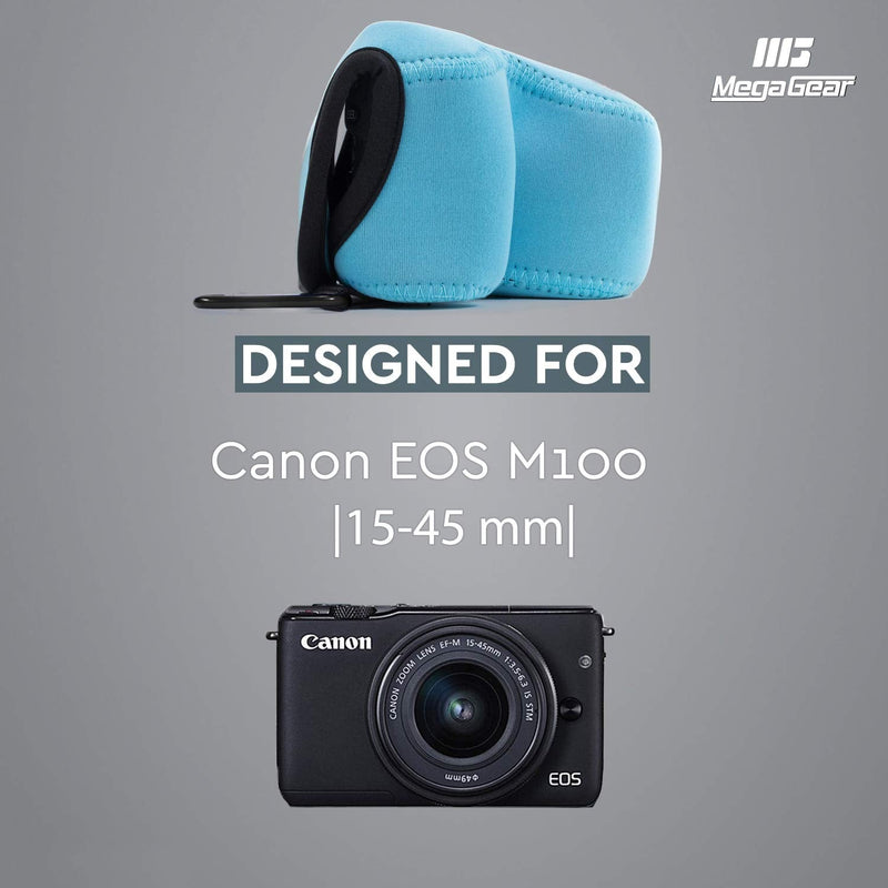  [AUSTRALIA] - MegaGear Canon EOS M100, M200 (15-45mm) Ultra Light Neoprene Camera Case, with Carabiner - Blue - MG1321