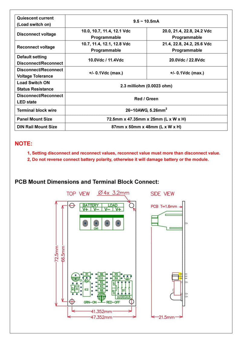 CZH-LABS Electronics-Salon Low Voltage Disconnect Module LVD, 12V 30A, Protect/Prolong Battery Life. - LeoForward Australia