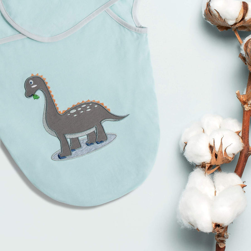  [AUSTRALIA] - Bedsure Newborn Baby Swaddle Blanket - Infant Girls & Boys - Baby Swaddle Pack of 3 (Dinosaur Dino Print) - 100% Cotton Baby Swaddle Sack Small for 0-3 Months Blue