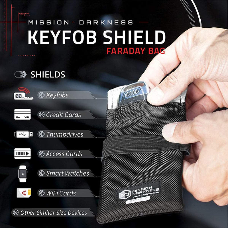  [AUSTRALIA] - Mission Darkness Faraday Bag for Keyfobs (2-Pack) // RF Shielding Protective Case for Smart Always On Keys Fobs Transmitters Small Electronics Vehicle Security Anti-Hacking Block Signal Relay