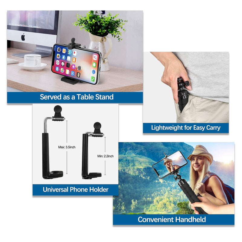  [AUSTRALIA] - Phone Tripod, Portable Flexible Tripod Adjustable Cell Phone Tripod with Wireless Remote Mini Tripod Stand for iPhone 12 11 Pro XS MAX XR,Android Phone Samsung GoPro