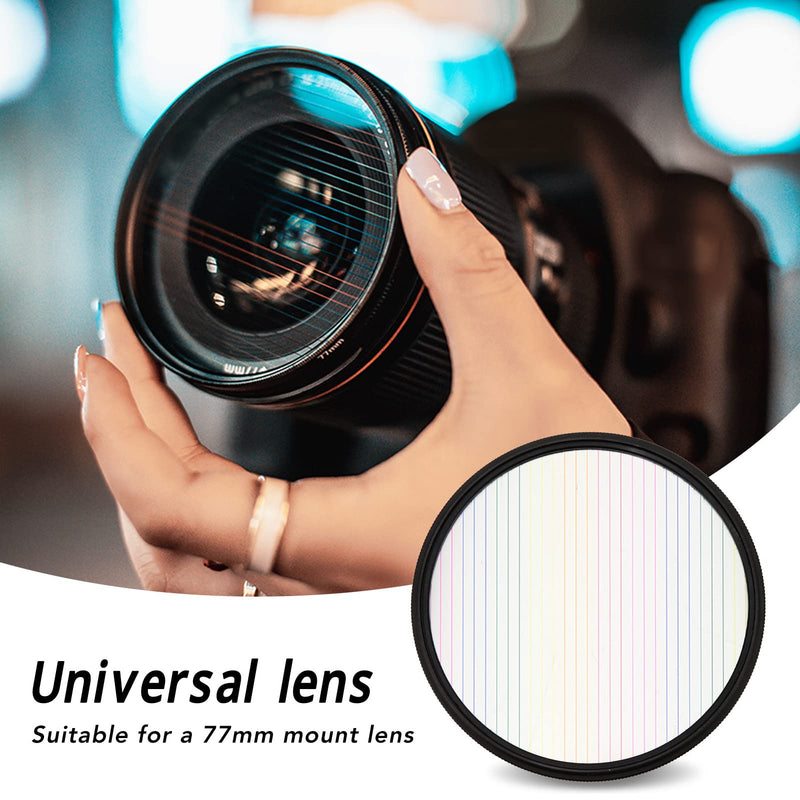  [AUSTRALIA] - 77mm Camera Filter, Double Sided Special Effects Filter, Special Effects Filter Lens Accessories, Rainbow Glare Brushed Filter for Selfie Shooting, Movies, Music, Videos