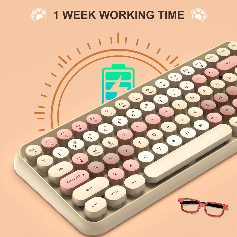  [AUSTRALIA] - FELiCON Wireless Bluetooth Keyboard Mini Portable 84-Key Keyboard Compatible with Android, Windows, PC, Tablet-Dark, Perfer for Home and Office Keyboards (Milk Tea Color) Milk tea color