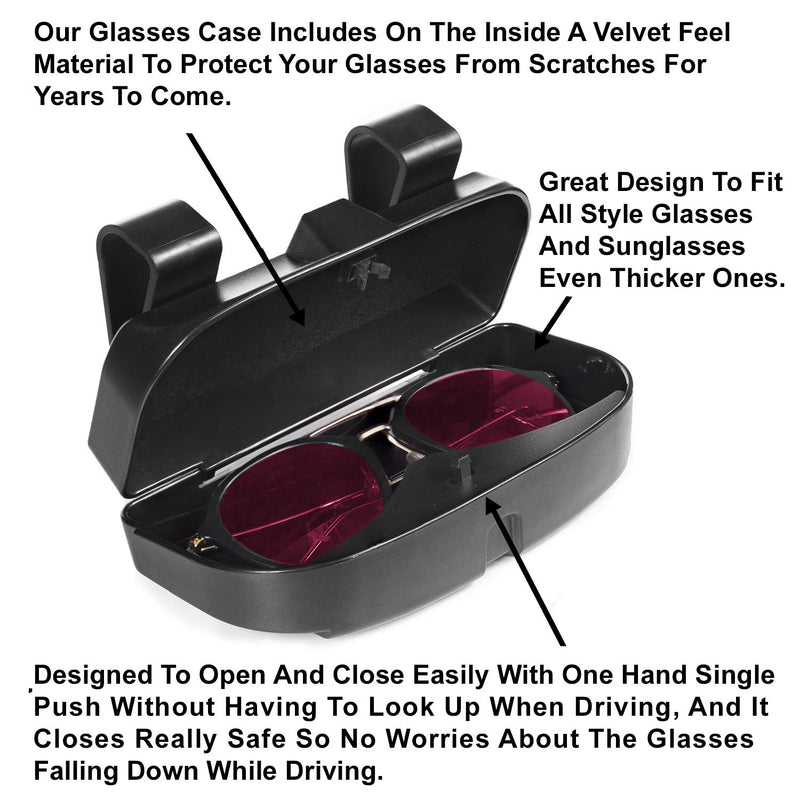  [AUSTRALIA] - lebogner Car Sun Visor Sunglasses Case Holder, Eye Glasses Organizer Box with A Double Snap Clip Design, Includes 2 Gas or Credit Card Slots On The Outside, Fits All Vehicle Models, Easy Installation