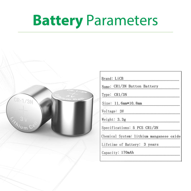  [AUSTRALIA] - LiCB CR1/3N Battery 3V Lithium 1/3N Batteries (5 - Pack)