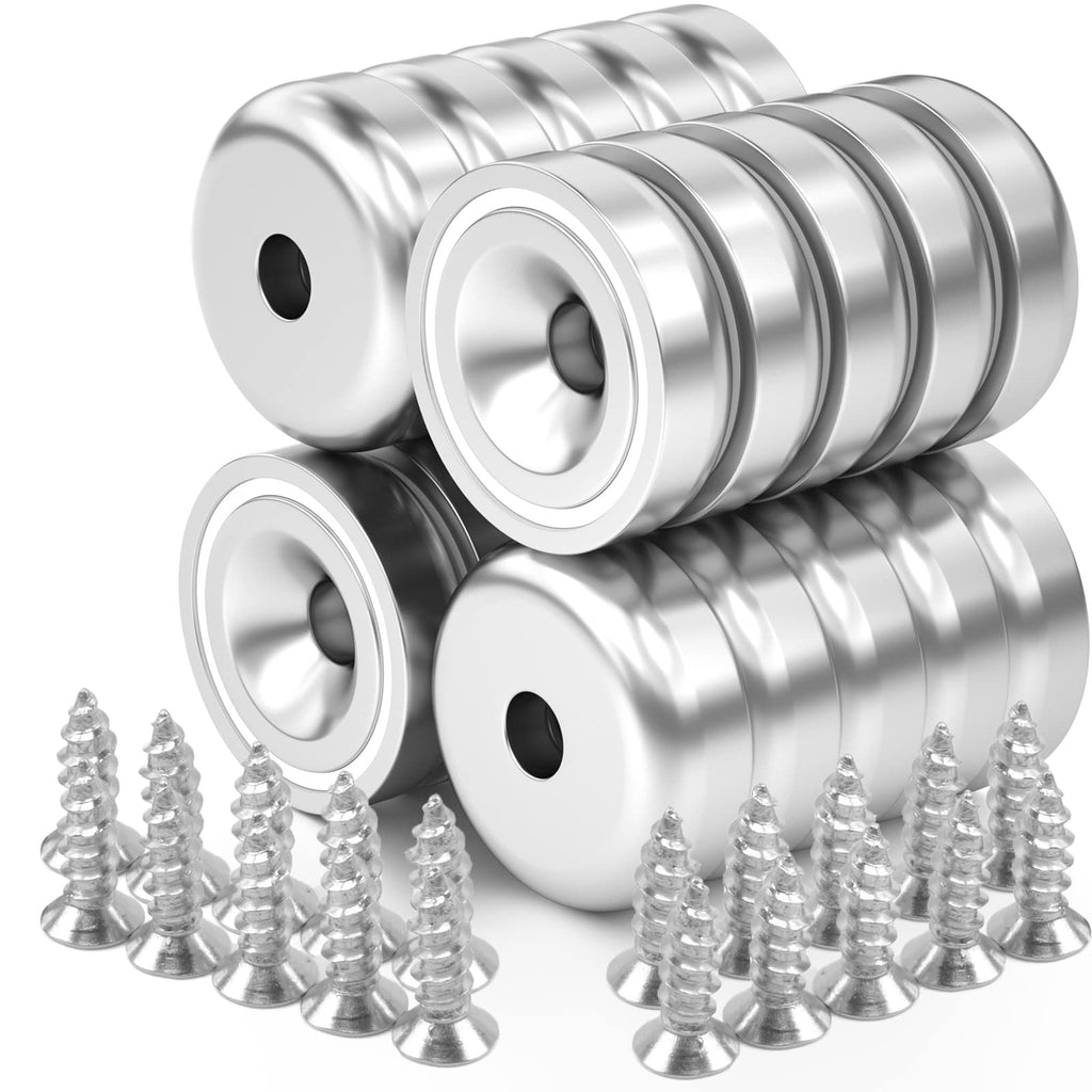  [AUSTRALIA] - 20Pcs Super Strong Round Cup Neodymium Magnets Heavy Duty, 0.79"(20mm) Ring Rare Earth Magnets with Holes, Small Countersunk Pot Magnets for Craft Kitchen Wood DIY Holding Tools Hanging 0.79x0.24inch(20mm) 20Pcs