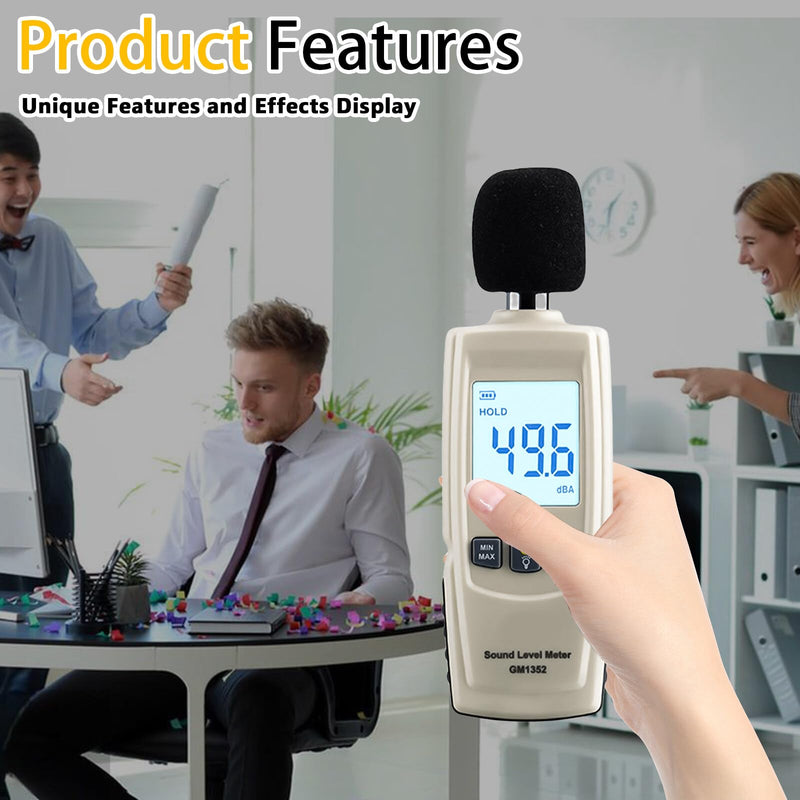  [AUSTRALIA] - Decibel Meter: Sound Level Meter Digital Sound Level Meter Portable dB Meter Device 30-130 dB(A) dB Meter with LCD Display, MAX/MIN Noise Meter Sound Monitoring Tester with Batteries
