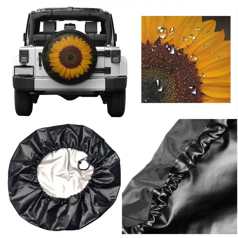  [AUSTRALIA] - INYANIDI Spare Tire Cover Sunflower Universal Sunscreen dust-Proof Corrosion Protection Wheel Covers for Jeep RV SUV (14, 15, 16, 17 inch) Sunflower 2 17 inch for Wheel Diameter 31" - 33"