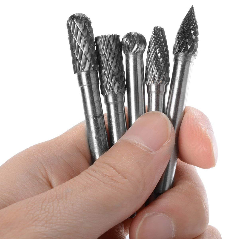 1 Set 6X8MM Head Tungsten Carbide Rotary Burr Set Die Grinder Bit 1/4-Inch Shank Grinder Drill Rotary Burrs Cutting Burs Metal Polishing - LeoForward Australia