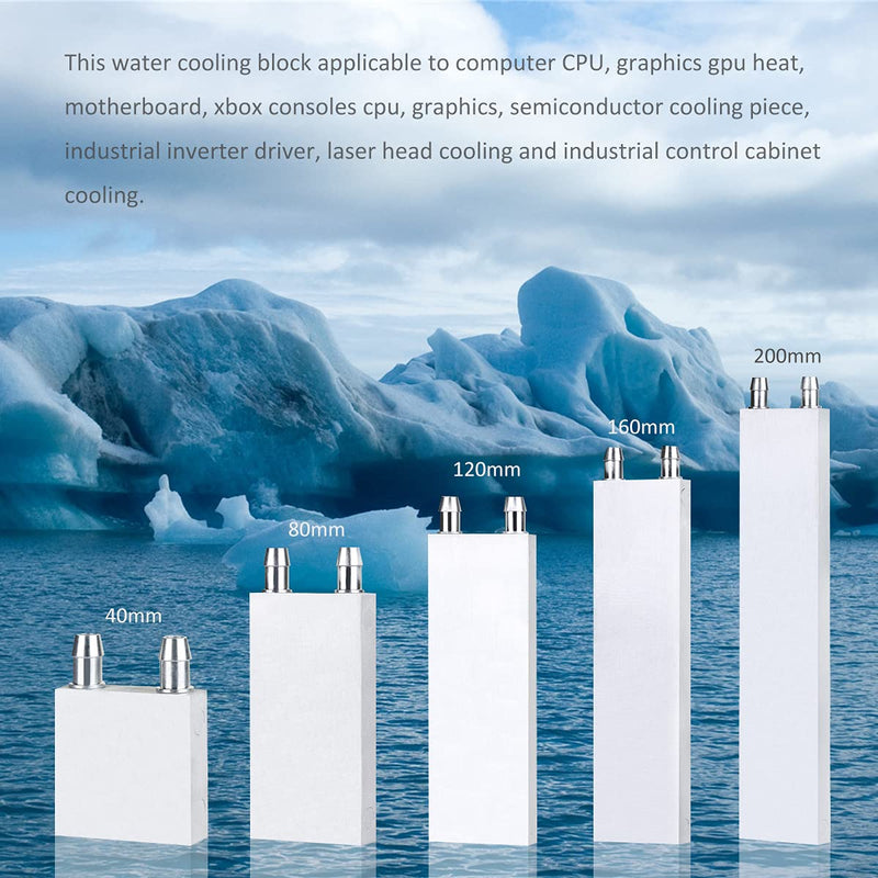  [AUSTRALIA] - Clyxgs Aluminum Water Cooling Block,Liquid Cold Water Plate Heat Sink Water-Cooled Exchanger Head semiconductor Refrigeration Sheet CPU Graphics Radiator Heatsink Endothermic Head (40 x 80 x 12mm)2pcs