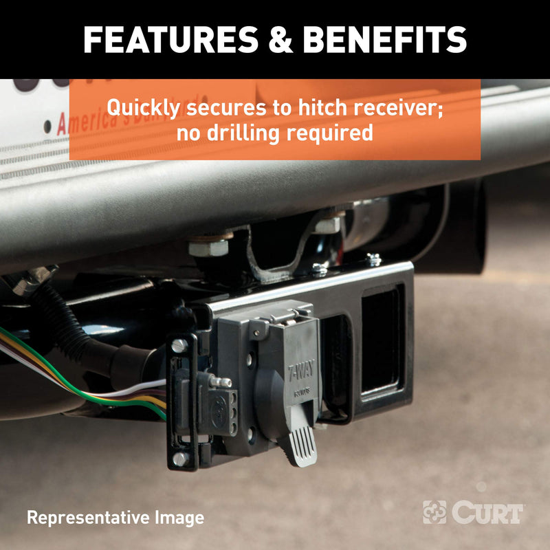  [AUSTRALIA] - CURT 58003 Easy-Mount Vehicle Trailer Wiring Connector Mounting Bracket for 2-1/2-Inch Receiver, 4 or 5-Way Flat, 6 or 7-Way Round