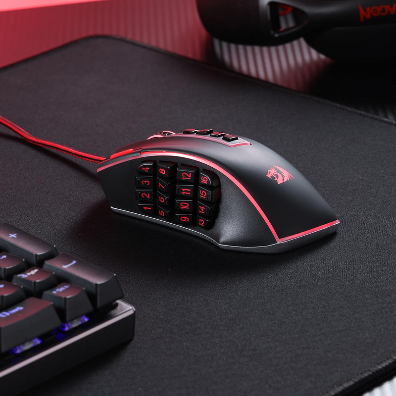  [AUSTRALIA] - Redragon M990 MMO Gaming Mouse, 32000 DPI High Precision Wired RGB Gamer Mouse w/23 Programmable Buttons, 16 Side Macro Keys, Software Supports, Aluminum Base Black Wired M990