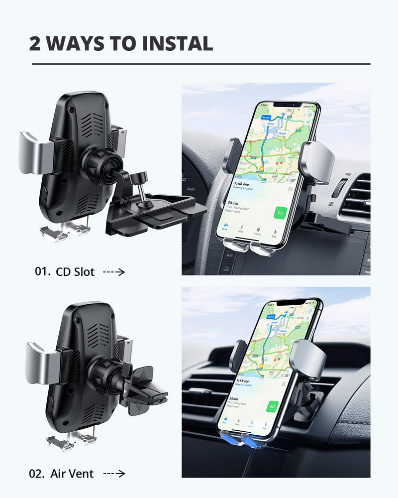  [AUSTRALIA] - [Smart Robot Design] VICSEED Wireless Car Charger Mount, Auto-Clamping Qi Fast Charging CD Phone Holder for Car Wireless Charger, Wireless Car Charger Vent Mount Fit for iPhone 13 Pro Max 12 S21 etc