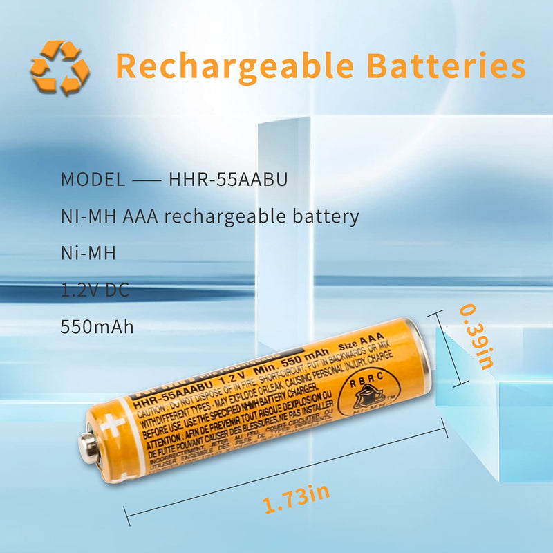  [AUSTRALIA] - 4PCS NI-MH AAA Rechargeable Battery, 1.2V 550mAh Battery for Panasonic Cordless Phone, HHR-55AAABU Replacement Battery