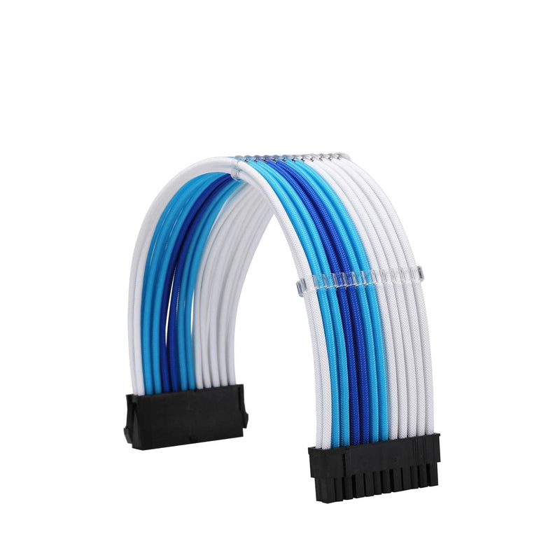  [AUSTRALIA] - FormulaMod Sleeve Extension Power Supply Cable Kit 18AWG ATX 24P+ EPS 8-P+PCI-E8-P with Combs for PSU to Motherboard/GPU Fm-NCK3 (White Sky Blue Deep Blue) White Sky Blue Deep Blue