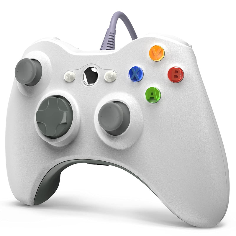  [AUSTRALIA] - YAEYE PC Wired Controller, Game Controller for Xbox 360 with Dual-Vibration Turbo Compatible with Xbox 360/360 Slim and PC Windows 7,8,10 (White) White