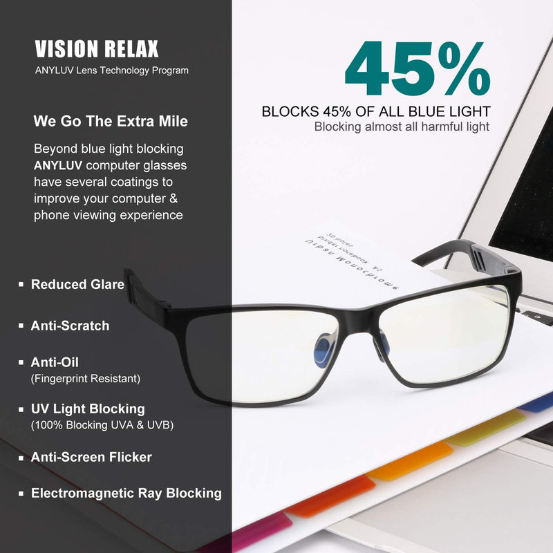  [AUSTRALIA] - Blue Light Blocking Glasses for men women Classic Rectangle Blue Light Glasses Lightweight Eyeglasses Frame 01-black