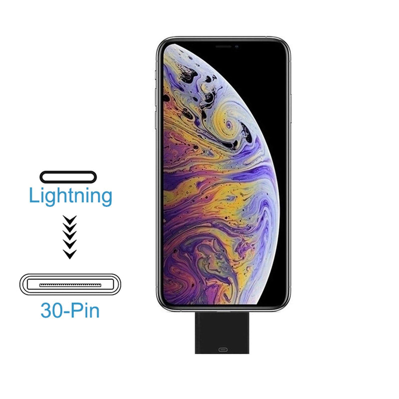  [AUSTRALIA] - rosyclo Lightning to 30-Pin Adapter, MFi Certified 8-Pin Male to 30-Pin Female Converter, iPhone Charging Data Sync Output Connector Compatible iPhone 12/11/X/8/7/6/5/iPad/iPod Black (No Audio)