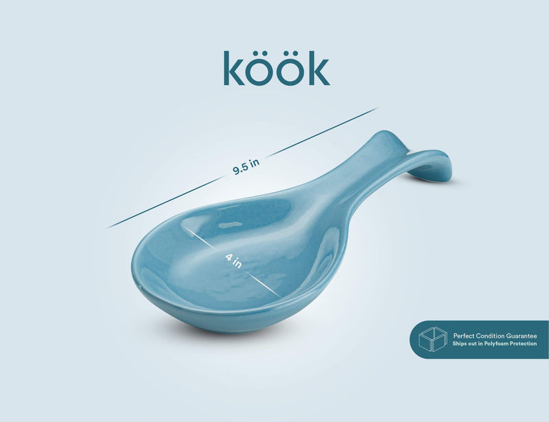  [AUSTRALIA] - Spoon Rests, Ceramic Make, by KooK, Light Teal, Set of 2, Blue