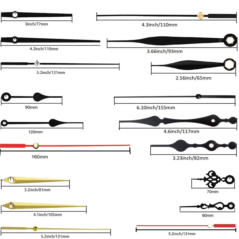  [AUSTRALIA] - 4 Pieces Silent Clock Movement Mechanism, Long and Short Shaft Clock Movement Replacement, 6 Different Pairs of Hands Clock Accessories for DIY Handicrafts Repair Clock Parts 4 Clock Movement Mechanism