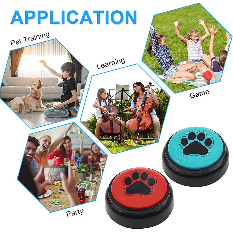  [AUSTRALIA] - ChunHee Dog Speech Training Buttons Talking Sound Buttons-Recordable Buttons for Dogs-30 Seconds Record Button, Pack of 4 (Battery Included)