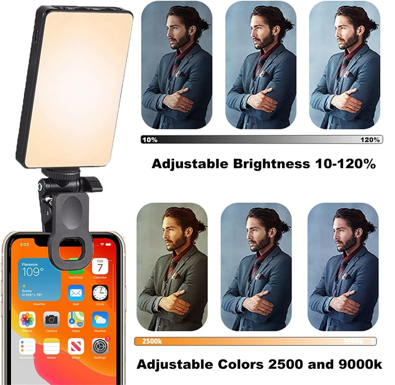  [AUSTRALIA] - Rechargeable Selfie LED Light Kit - Clip-on LED Ring Light for Phone, Laptop, Tablet and Computer, Portable Phone Light for Selfie/Video Conference/Zoom Call/Photography/Makeup/Picture Black