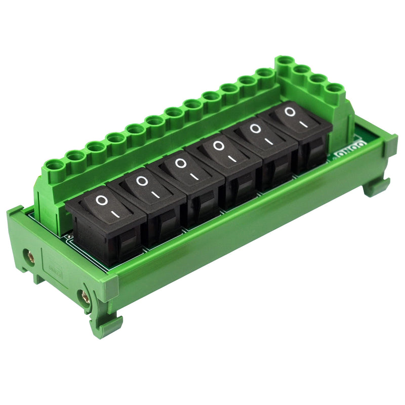  [AUSTRALIA] - DIN Rail Mount 6 Channel Rocker Switch DC Power Distribution Strip Module